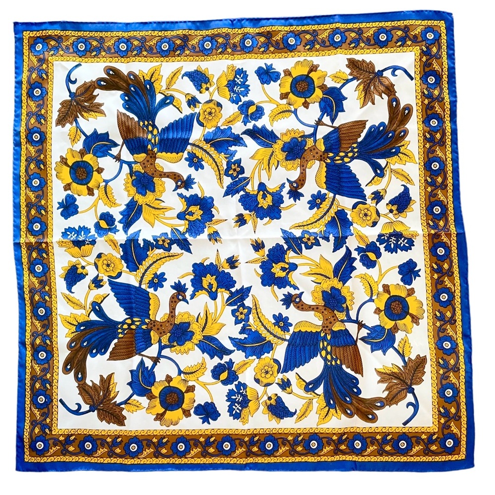 Vintage 70s Peacock Scarf by Nasharr Freres